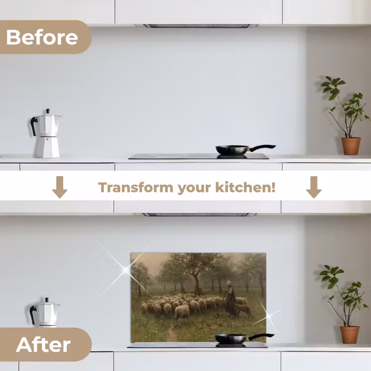 Kitchen splashback for hob - Shepherdess with flock of sheep - Painting by Anton Mauve — 7