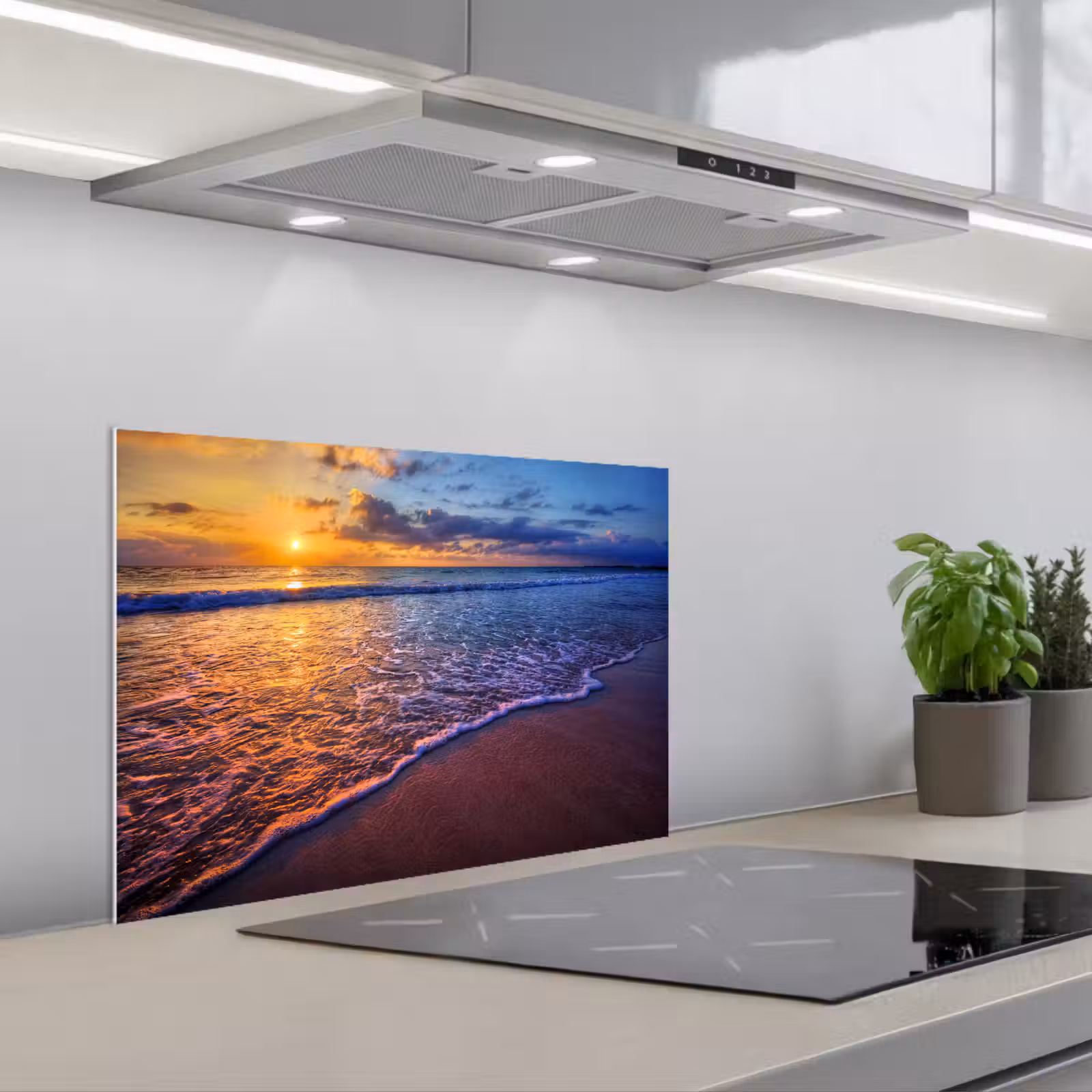 Kitchen splashback for hob - Sea - Beach - Sunset - Clouds - Horizon — 1
