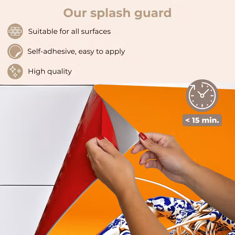 Kitchen splashback for hob - Lobster - Delft blue - Shield - Tough - Orange — 4