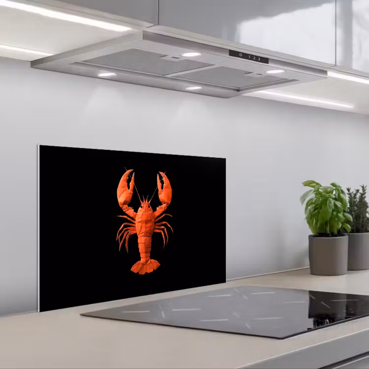 Kitchen splashback for hob - Lobster - Paper - Origami paper - Red — 1