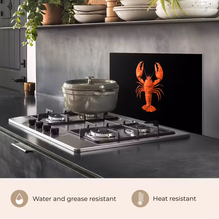 Kitchen splashback for hob - Lobster - Paper - Origami paper - Red — 2