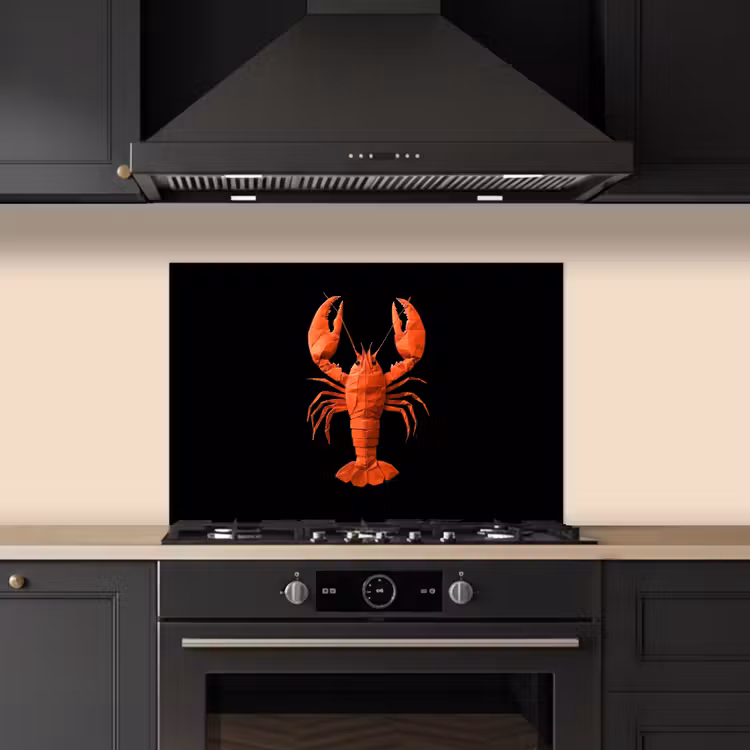 Kitchen splashback for hob - Lobster - Paper - Origami paper - Red — 5
