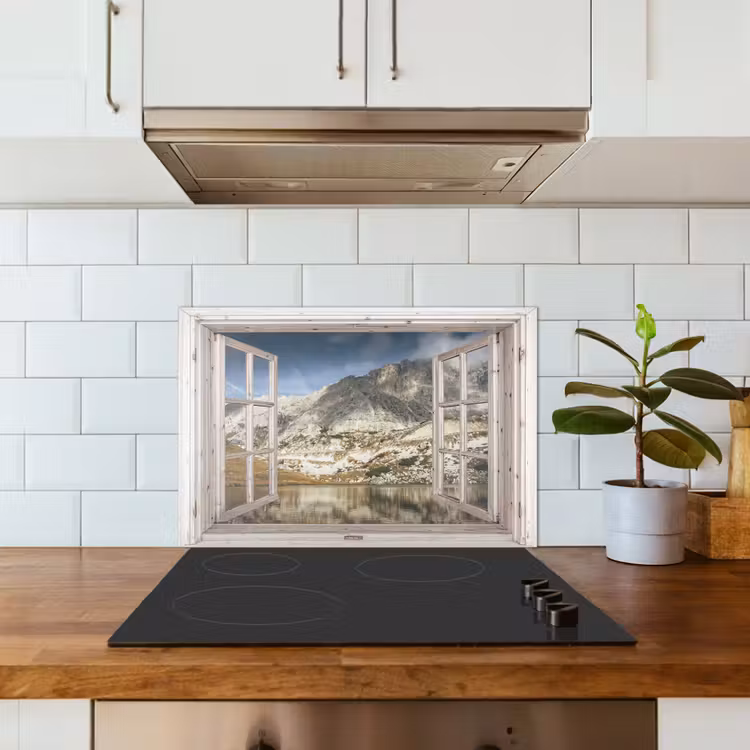 Kitchen splashback for hob - Look through - Water - Mountains — 3