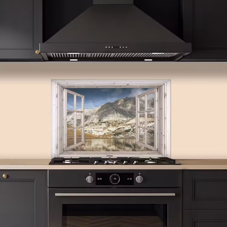 Kitchen splashback for hob - Look through - Water - Mountains — 5