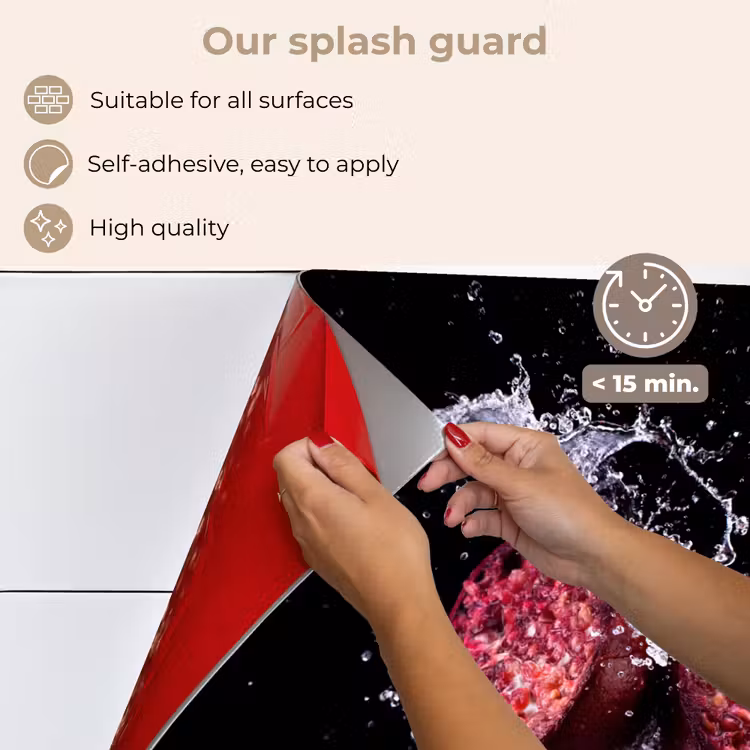 Kitchen splashback for hob - Pomegranate - Fruit - Water - Black - Purple — 4