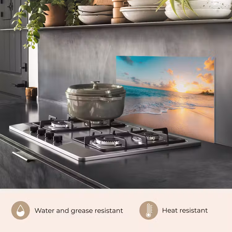 Kitchen splashback for hob - Sunset - Beach - Sea - Summer - Blue — 2