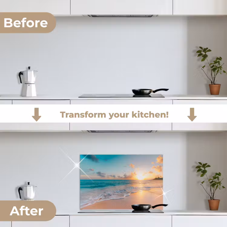 Kitchen splashback for hob - Sunset - Beach - Sea - Summer - Blue — 7
