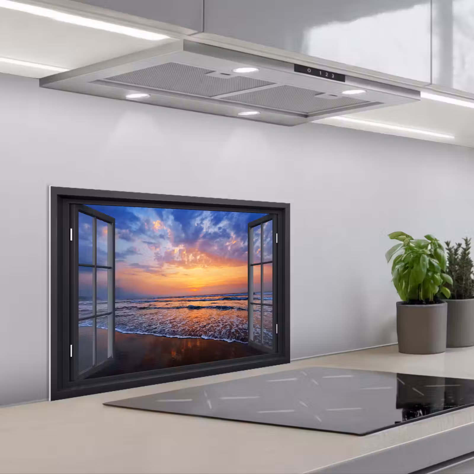 Kitchen splashback for hob - Lookthrough - Sea - Beach — 1