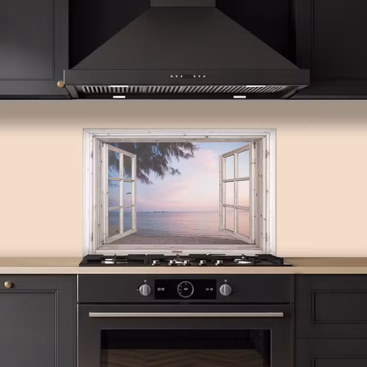 Kitchen splashback for hob - Lookthrough - Beach - Palm tree — 5