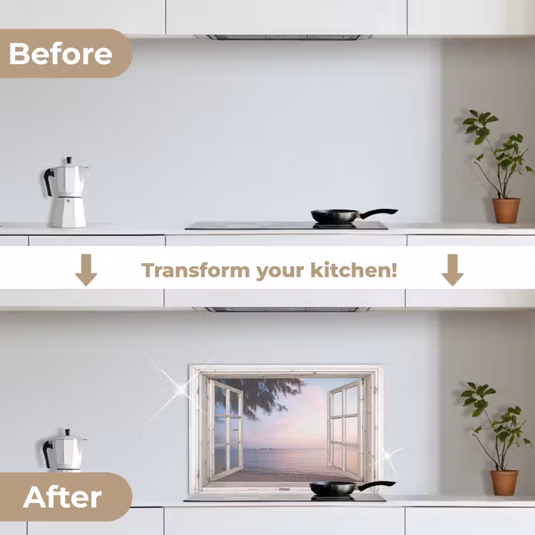 Kitchen splashback for hob - Lookthrough - Beach - Palm tree — 7