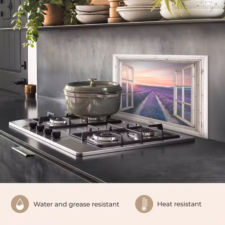 Kitchen splashback for hob - See-through - Lavender - Flowers - Wood - Sunset - Purple — 2
