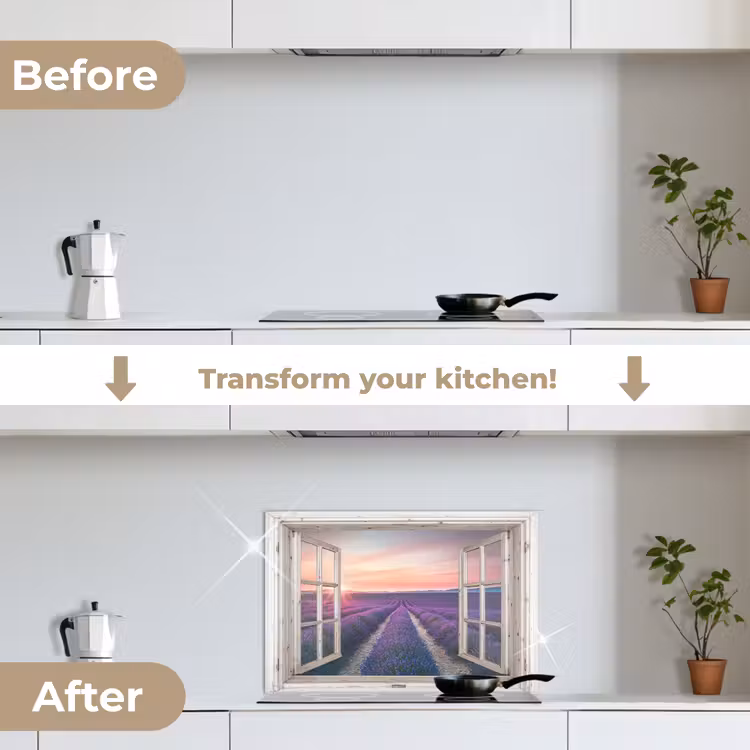 Kitchen splashback for hob - See-through - Lavender - Flowers - Wood - Sunset - Purple — 7