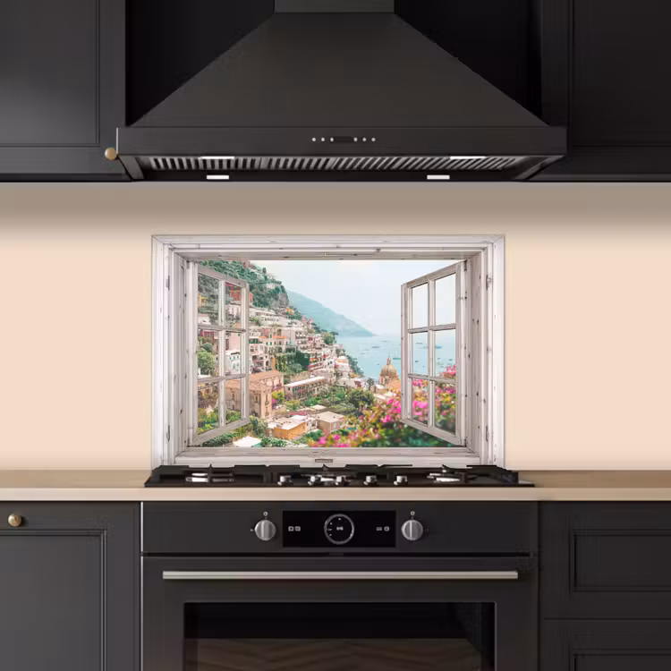 Kitchen splashback for hob - View - Italy - Flowers - Sea - Coast - City - Mountains — 5