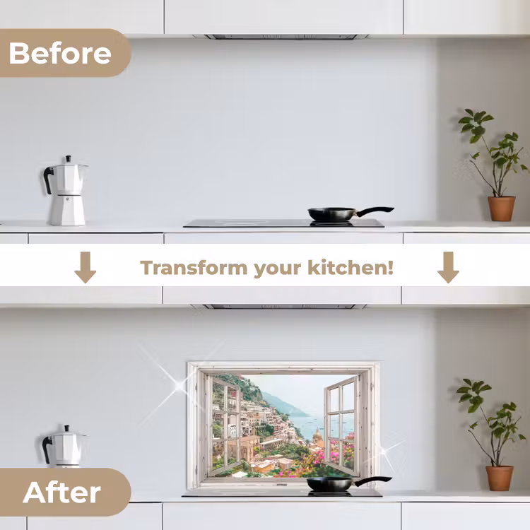 Kitchen splashback for hob - View - Italy - Flowers - Sea - Coast - City - Mountains — 7