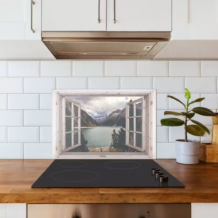 Kitchen splashback for hob - View - Water - Mountain — 3