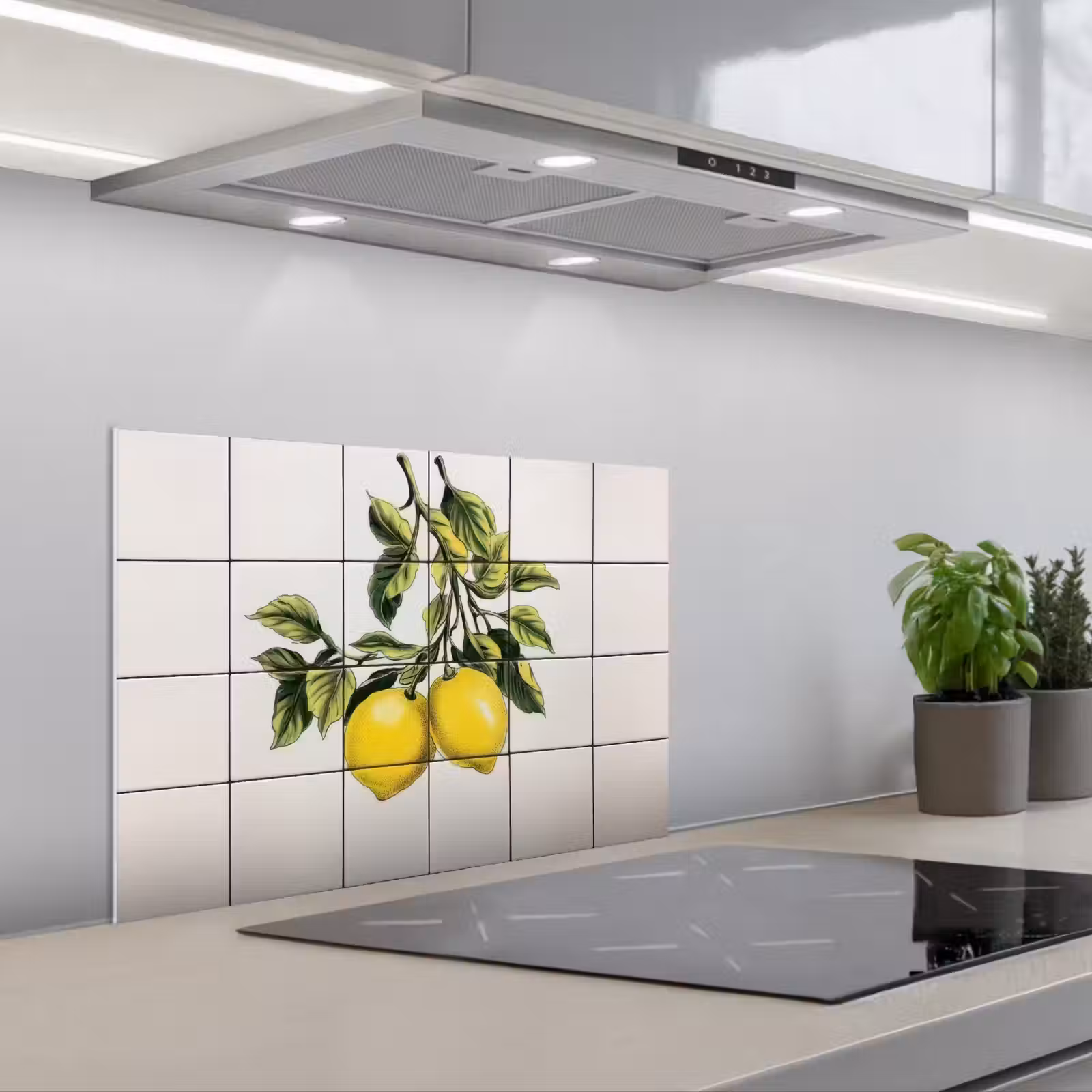 Kitchen splashback for hob - Lemon - Decoration - Ceramics - Branches — 1