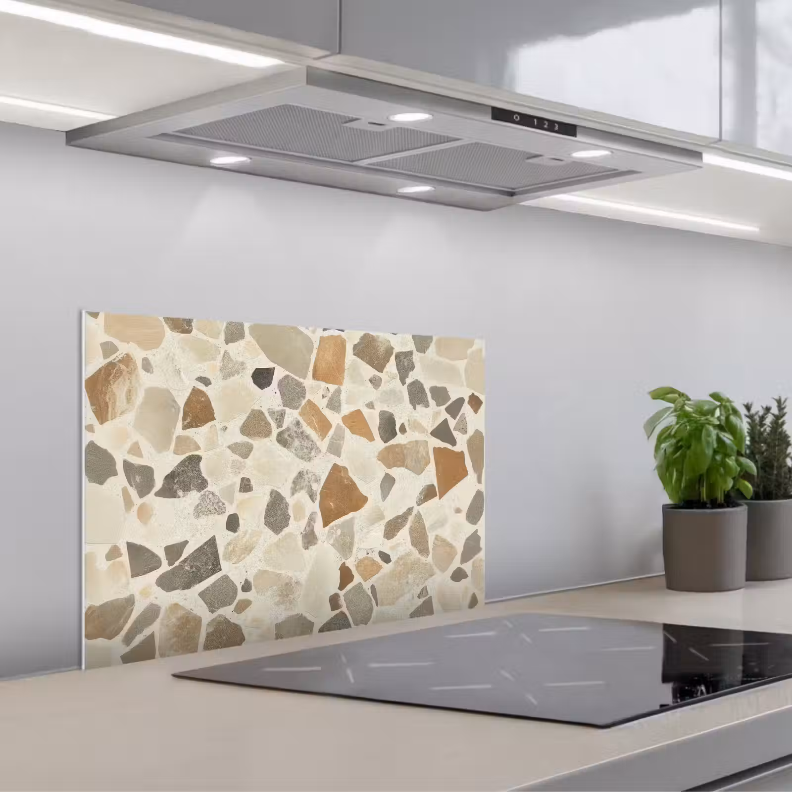 Kitchen splashback for hob - Stones - Terrazzo - Decoration - Tiles — 1
