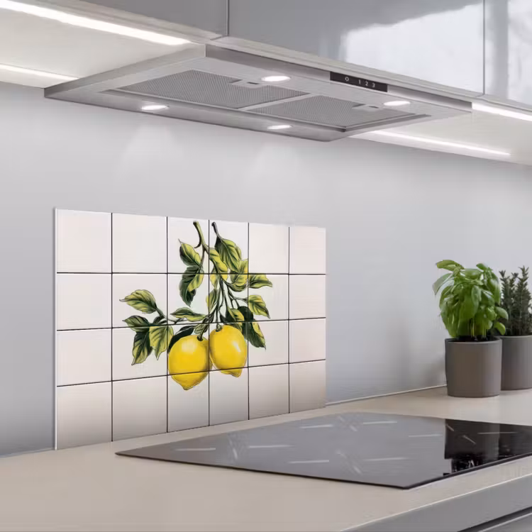 Kitchen splashback for hob - Lemon - Decoration - Ceramics - Branches — 1