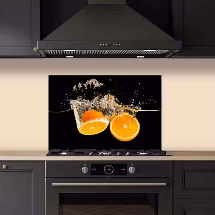 Kitchen splashback for hob - Orange - Still life - Water - Black - Fruit — 5