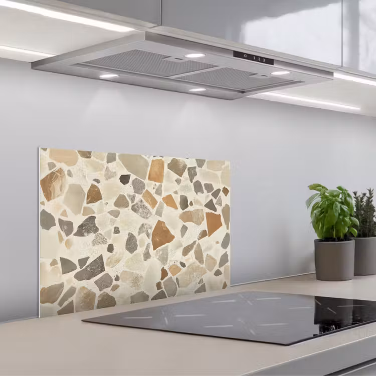 Kitchen splashback for hob - Stones - Terrazzo - Decoration - Tiles — 1