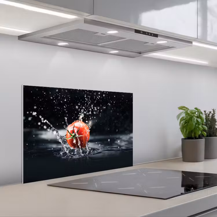 Kitchen splashback for hob - Tomato - Vegetable - Still Life - Water - Red — 1
