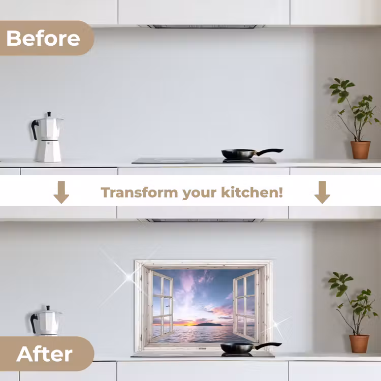 Kitchen splashback for hob - Window with Sunset View — 7