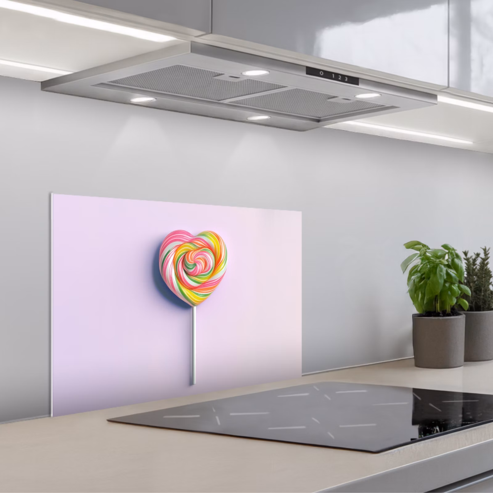 Kitchen splashback for hob - Heart - Lollipop - Candy — 1