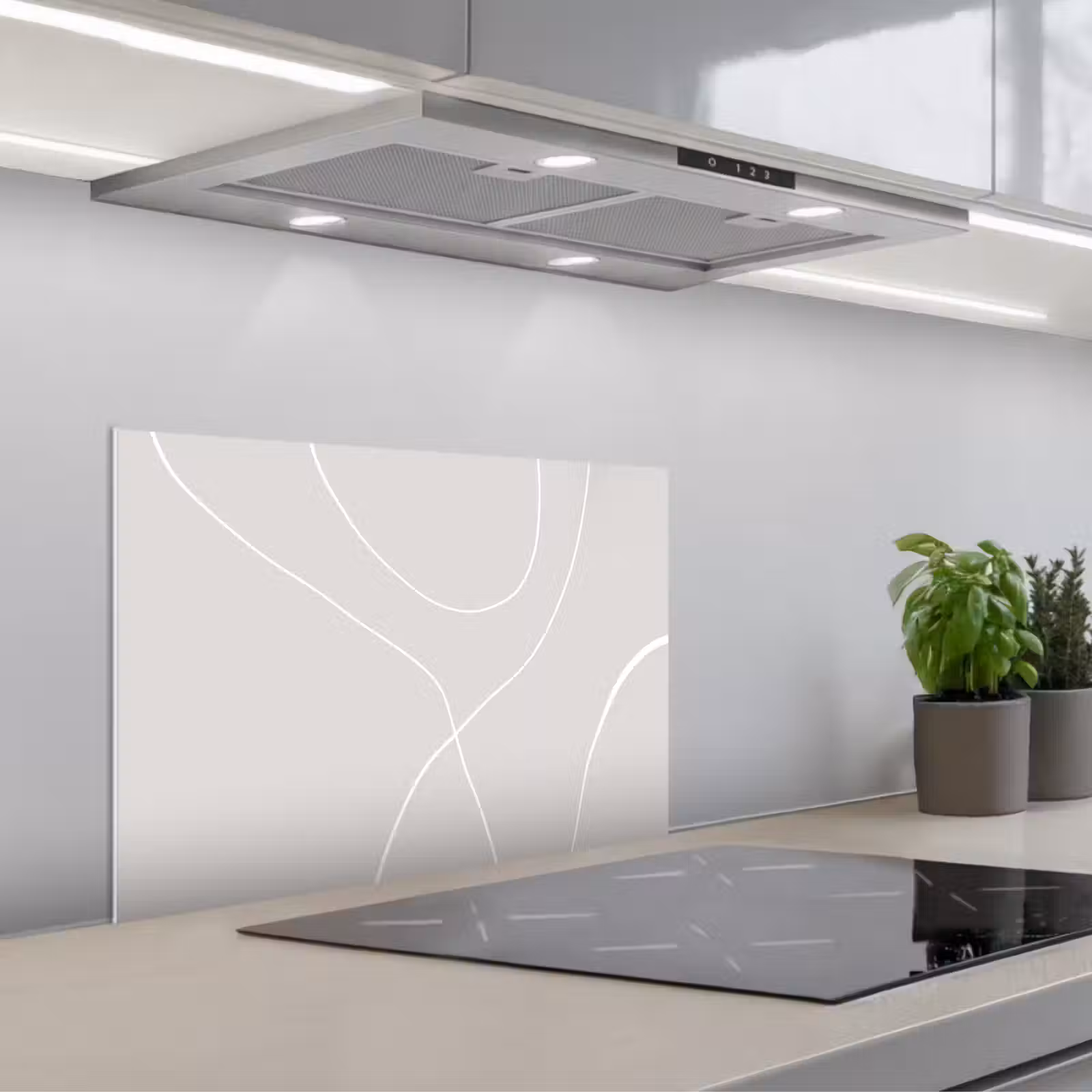 Kitchen splashback for hob - Line art - Abstract - Pastel — 1