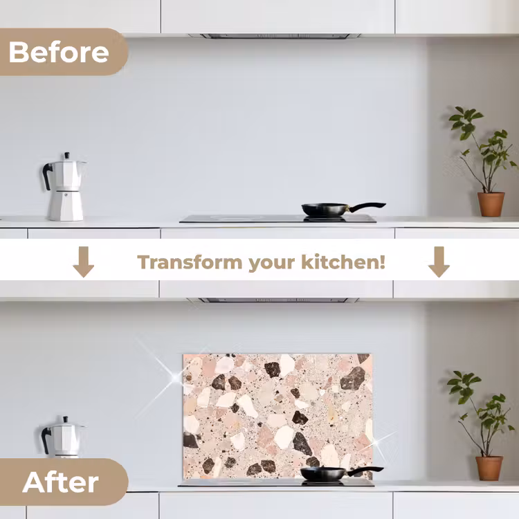 Kitchen splashback for hob - Light - Pink - Terrazzo - Stones — 7