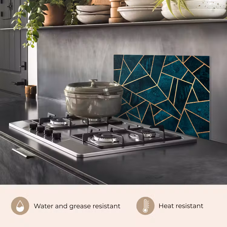 Kitchen splashback for hob - Stones - Gold - Luxury - Patterns - Abstract — 2