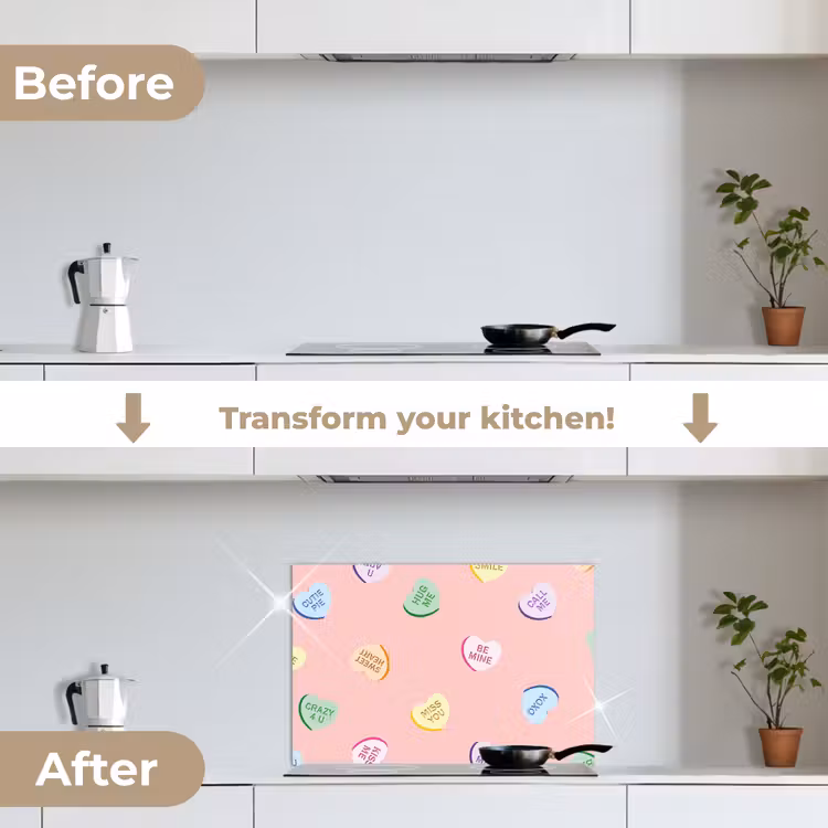 Kitchen splashback for hob - Heart - Candy - Pastel - Text — 7