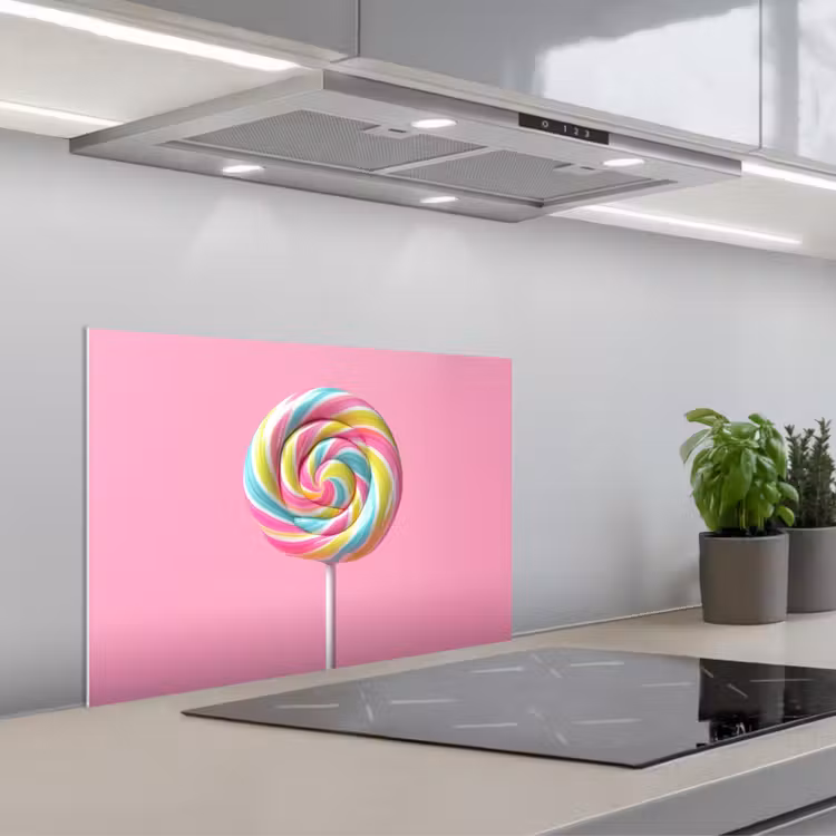 Kitchen splashback for hob - Lollipop - Pink - Candy - Sweet — 1