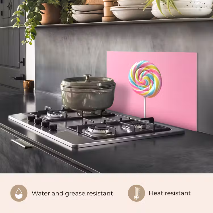 Kitchen splashback for hob - Lollipop - Pink - Candy - Sweet — 2