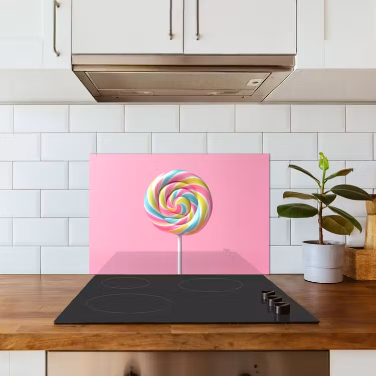 Kitchen splashback for hob - Lollipop - Pink - Candy - Sweet — 3