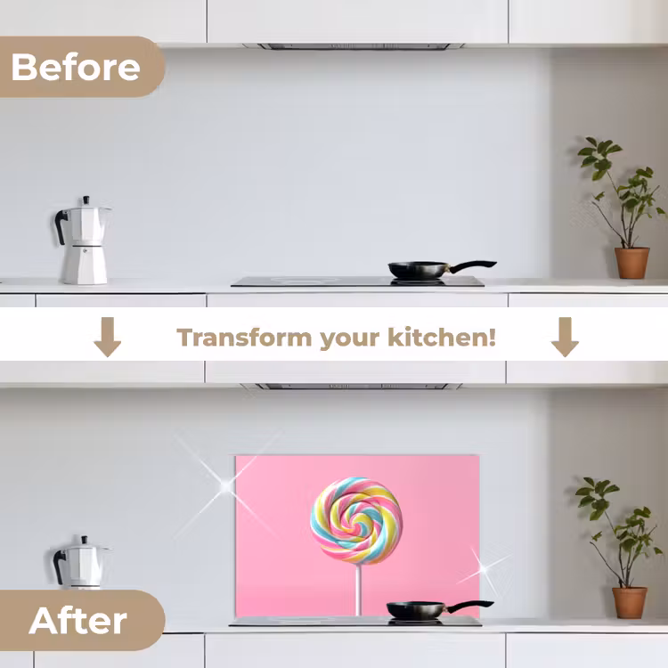 Kitchen splashback for hob - Lollipop - Pink - Candy - Sweet — 7
