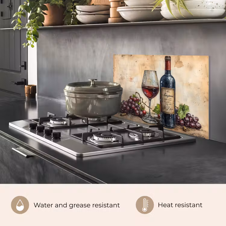 Kitchen splashback for hob - Still Life with Wine and Grapes — 2