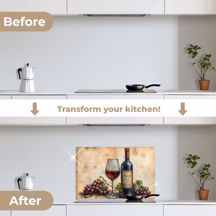Kitchen splashback for hob - Still Life with Wine and Grapes — 7