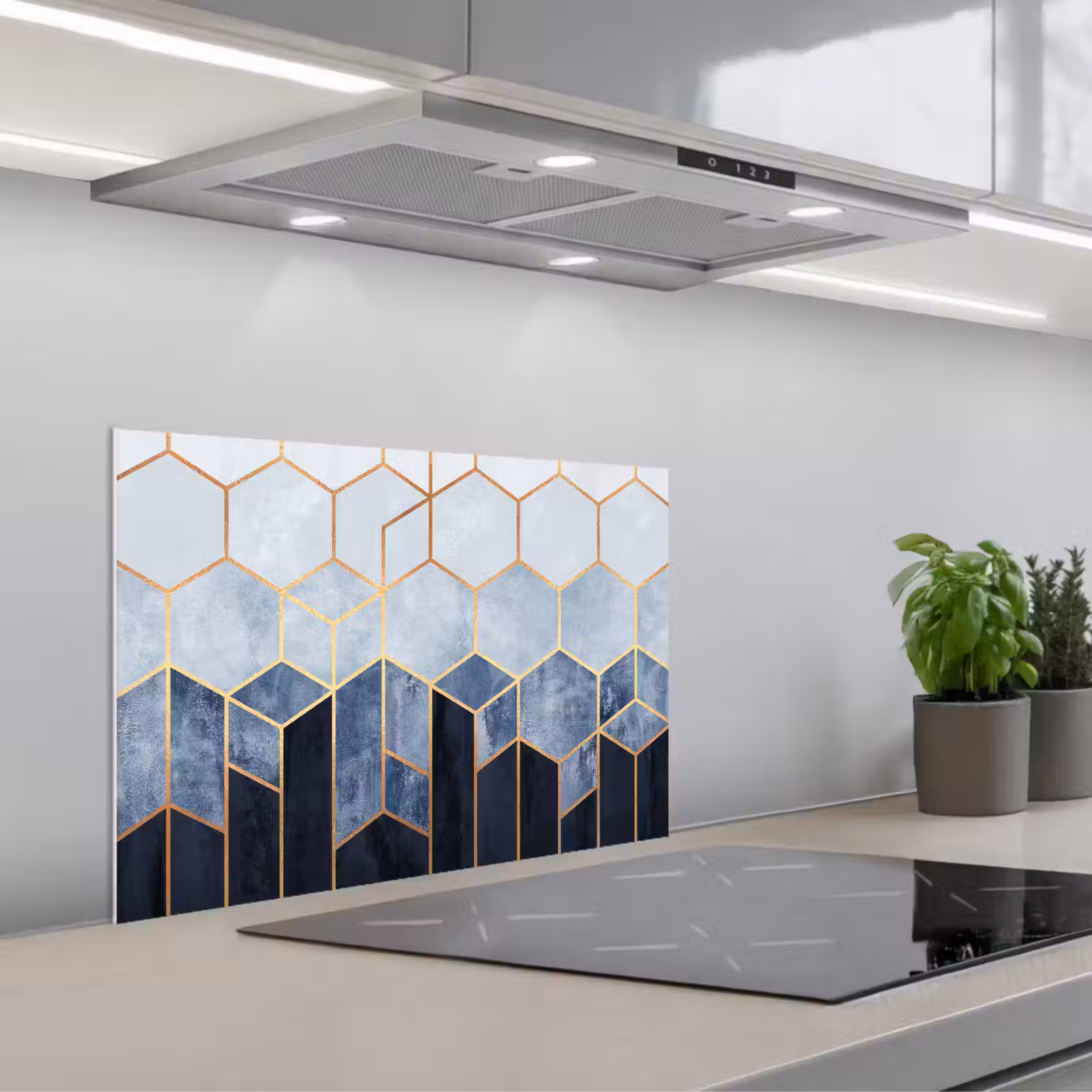 Kitchen splashback for hob - Hexagon - Gold - Patterns — 1