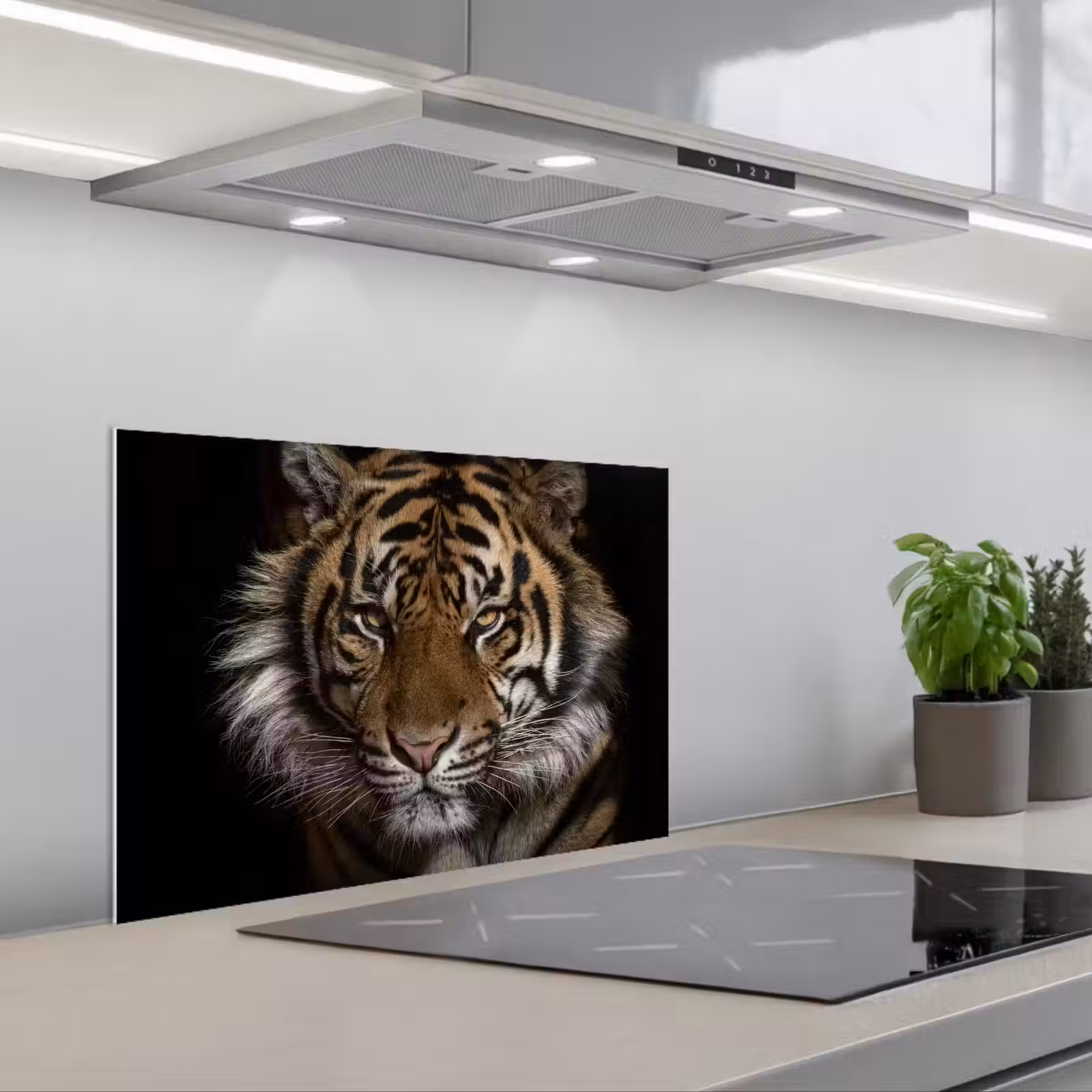 Kitchen splashback for hob - Tiger - Wild animals - Portrait — 1