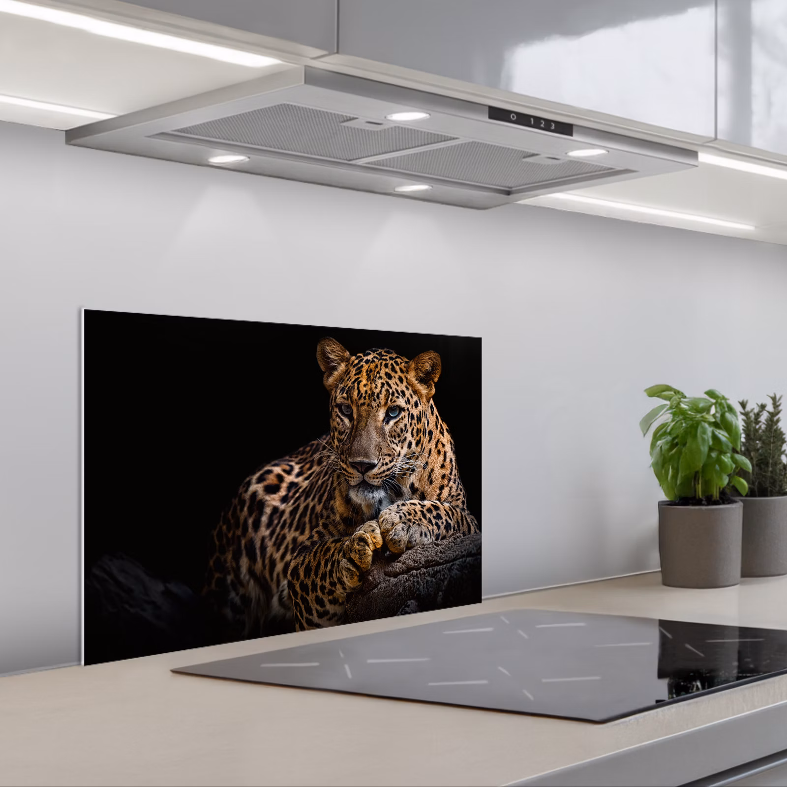 Kitchen splashback for hob - Wildlife - Panther - Portrait - Black - Animals — 1