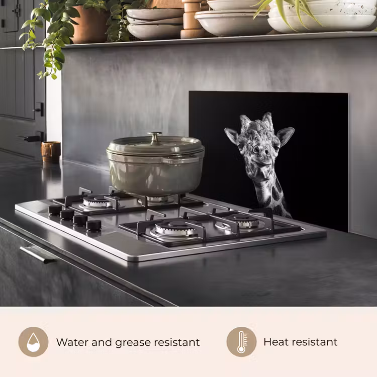 Kitchen splashback for hob - Giraffe - Animal - Black - White — 2