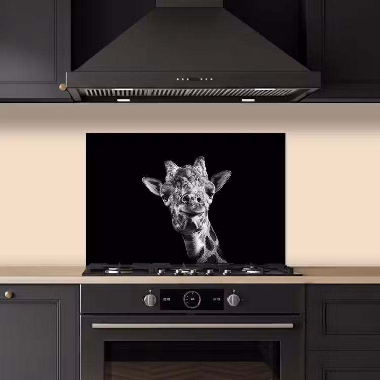 Kitchen splashback for hob - Giraffe - Animal - Black - White — 5