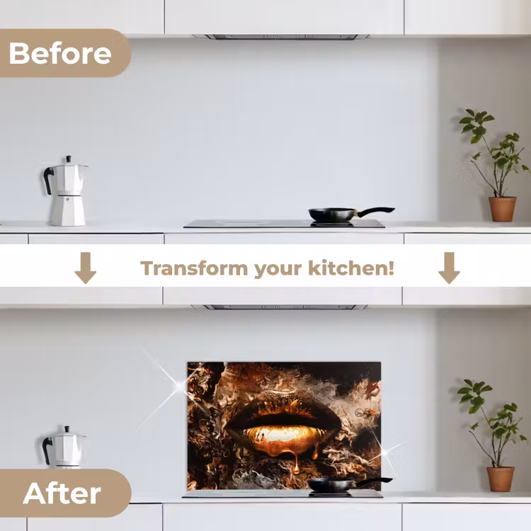 Kitchen splashback for hob - Gold - Lips - Art - Gold - Luxury - Abstract — 7