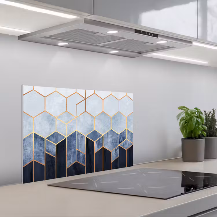 Kitchen splashback for hob - Hexagon - Gold - Patterns — 1
