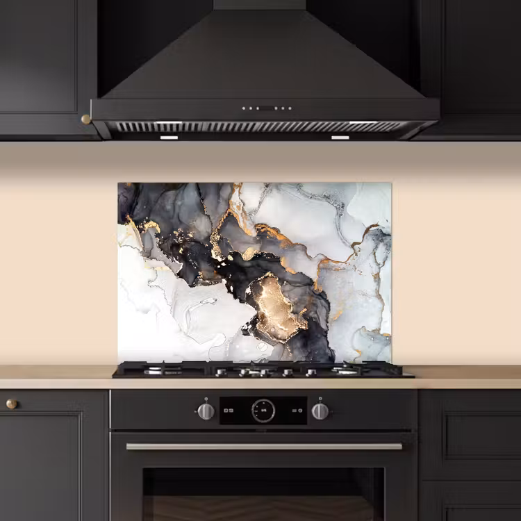 Kitchen splashback for hob - Marble - Black - White - Gold - Luxe - Abstract — 5