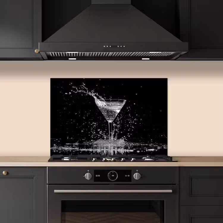 Kitchen splashback for hob - Monochrome Splashing Martini — 5