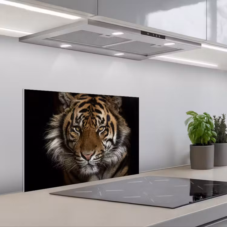 Kitchen splashback for hob - Tiger - Wild animals - Portrait — 1
