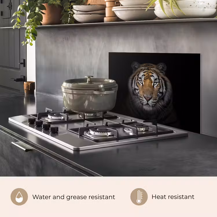 Kitchen splashback for hob - Tiger - Wildlife - Portrait - Black - Animals — 2