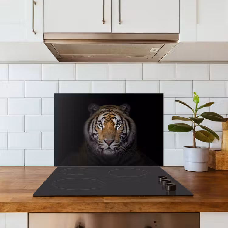 Kitchen splashback for hob - Tiger - Wildlife - Portrait - Black - Animals — 3