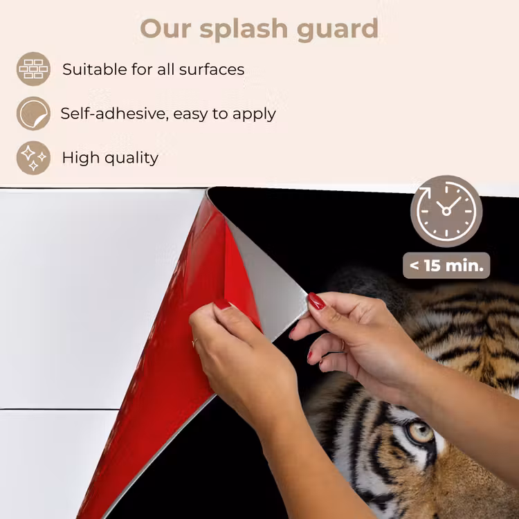 Kitchen splashback for hob - Tiger - Wildlife - Portrait - Black - Animals — 4